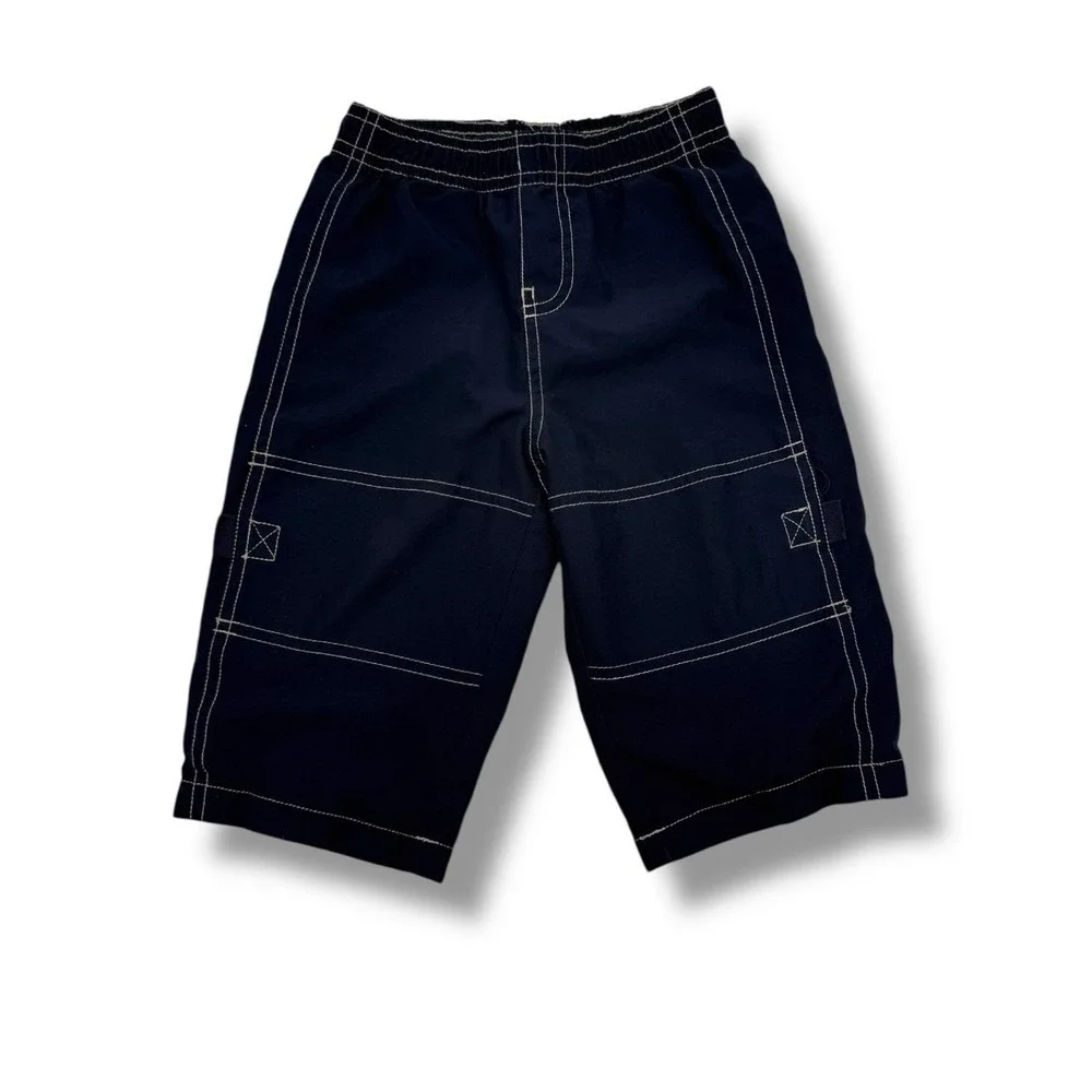 Carter's Swim Trunks Baby Boy 18M Navy‎ Blue Contrast Stitch Board Shorts